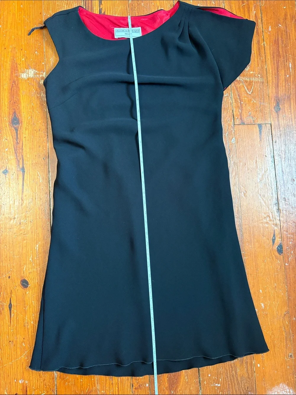 Vintage 1990s Jessica Howard Dress Red Sleeve Accent & Lining Cocktail 6 Petite